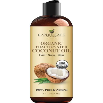 Handcraft Blends Organic Fractionated Coconut Oil | 100% Pure and Natural | Bath & Body Oil | Premium Grade Carrier Oil | Skin | Hair | Body | Massage | Hexane-Free | 8 Fl Oz