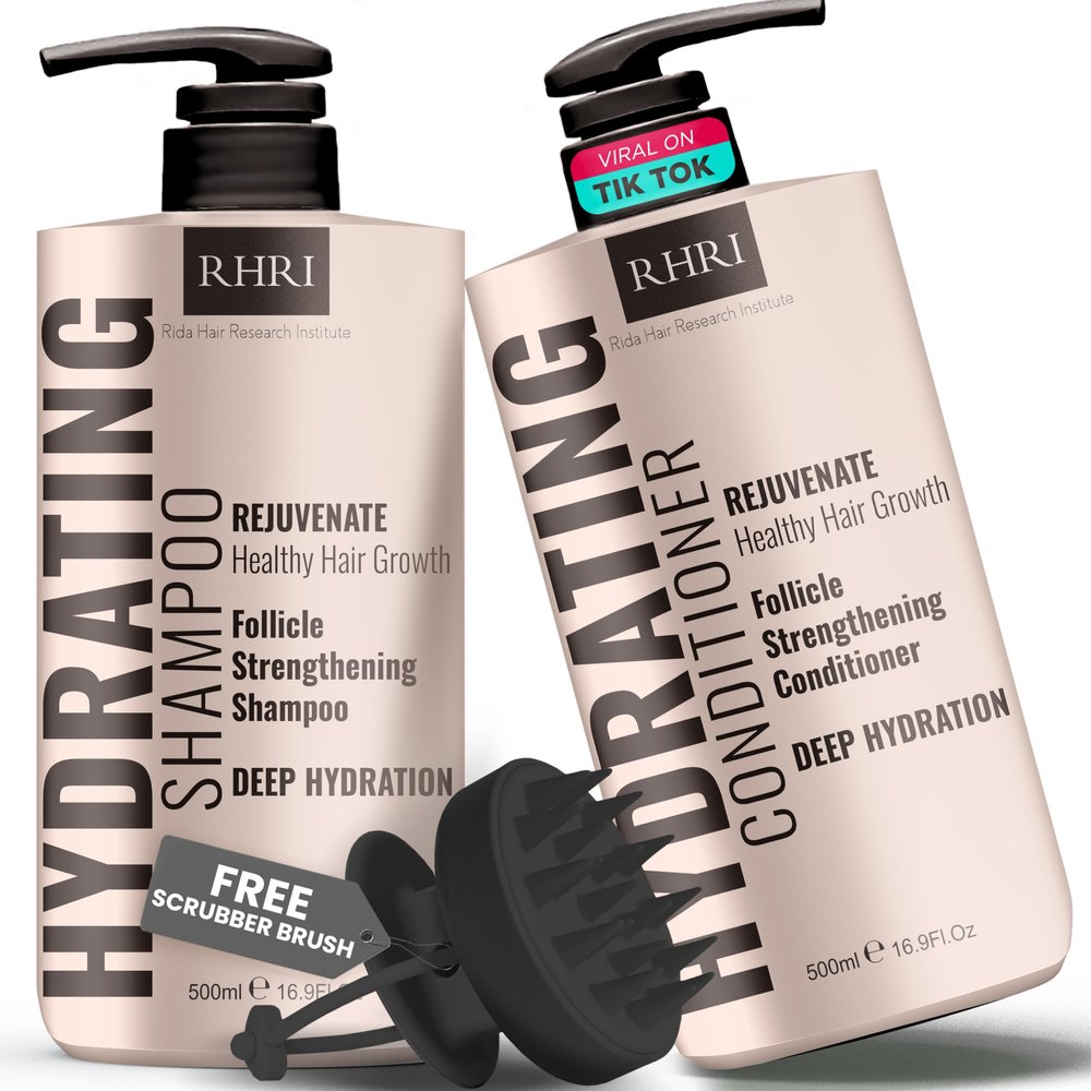 34 OZ Hydrating Shampoo & Conditioner Set for Dry, Damaged, Oily & Fine Hair | Strengthens Roots for Thicker, Stronger Hair, Nourishes Scalp, Reduces Breakage (Pack of 2)