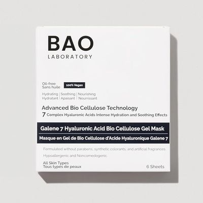 BAO Laboratory Galene 7 Hyaluronic Acid Bio Cellulose Gel Mask | Intense Hydration & Soothing Effects for Face | Skin Care Face Facial Mask | 100% Vegan, 330 g (6 pairs)