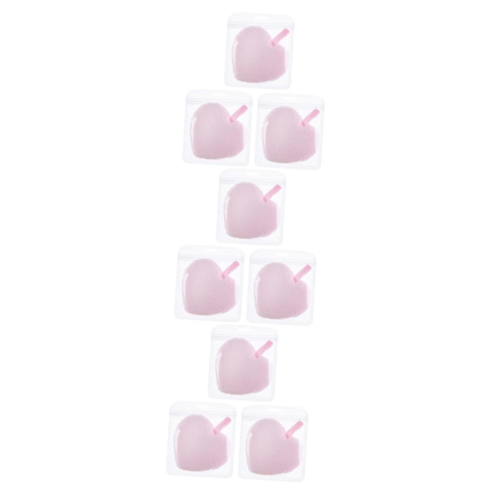 DOITOOL 9pcs Luxurious Cotton Face Pads for Makeup Removal Soft Cleaning Reusable Face Sponges Pink Beauty Accessories Heart Shape Design