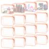 16 Pieces Clear Cosmetic Bags, Large Transparent Makeup Bags, TSA Approved Toiletry Bag for Travel, PVC Waterproof Clear Pouch with Zipper Make Up Bag for Women and Men Traveling (Rose Pink-L) view 1
