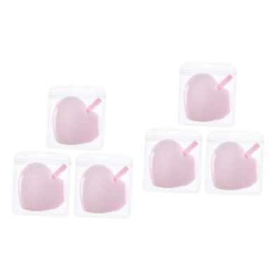 DOITOOL 6pcs Heart Shape Cleaning Pads Makeup Sponges for Blending Organic Cotton Pads Soft Powder Puff Make up Removal