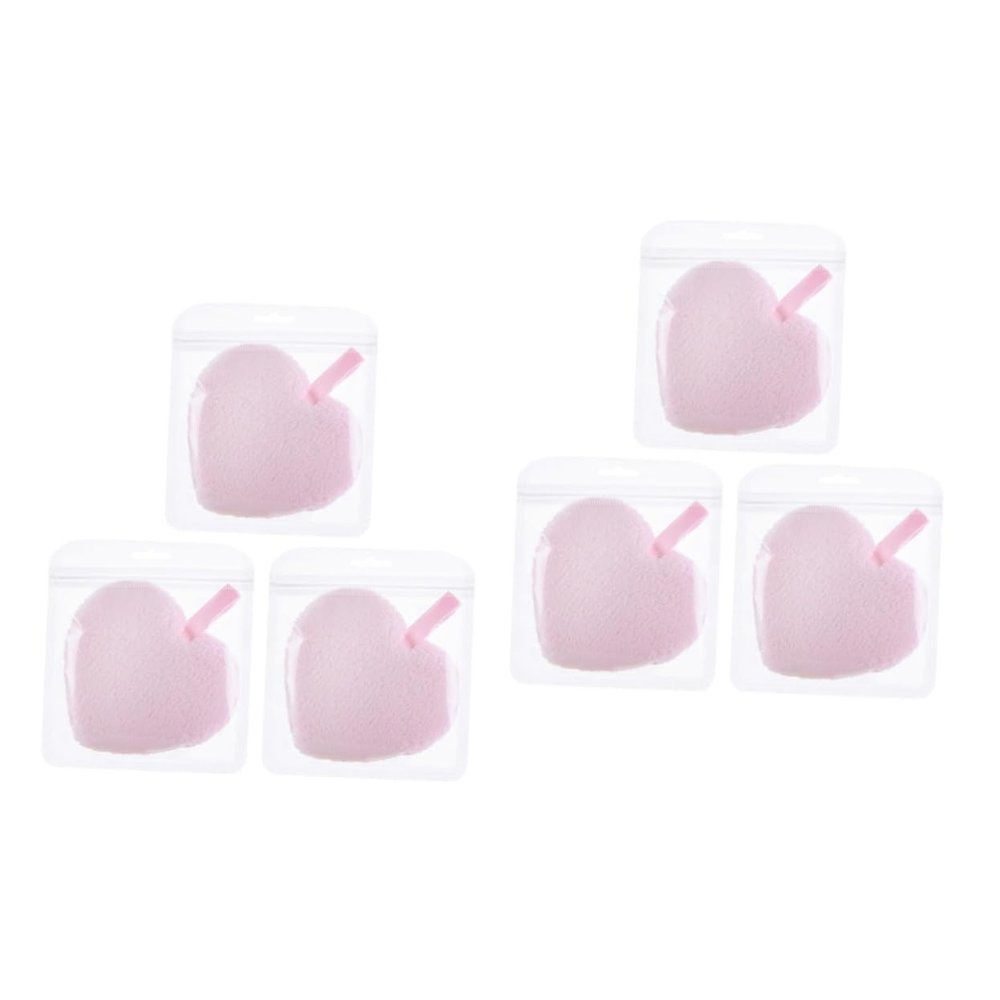 DOITOOL 6pcs Heart Shape Cleaning Pads Makeup Sponges for Blending Organic Cotton Pads Soft Powder Puff Make up Removal