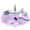 Sink Topper Bathroom Counter Cover & Storage Saver, Foldable Silicone Mat for Hot Tools, Hair Styling & Makeup, Beauty Brush Cleaning Mat, RV Camper Sink Cover & for Small Spaces (Standard Lavender) view 1