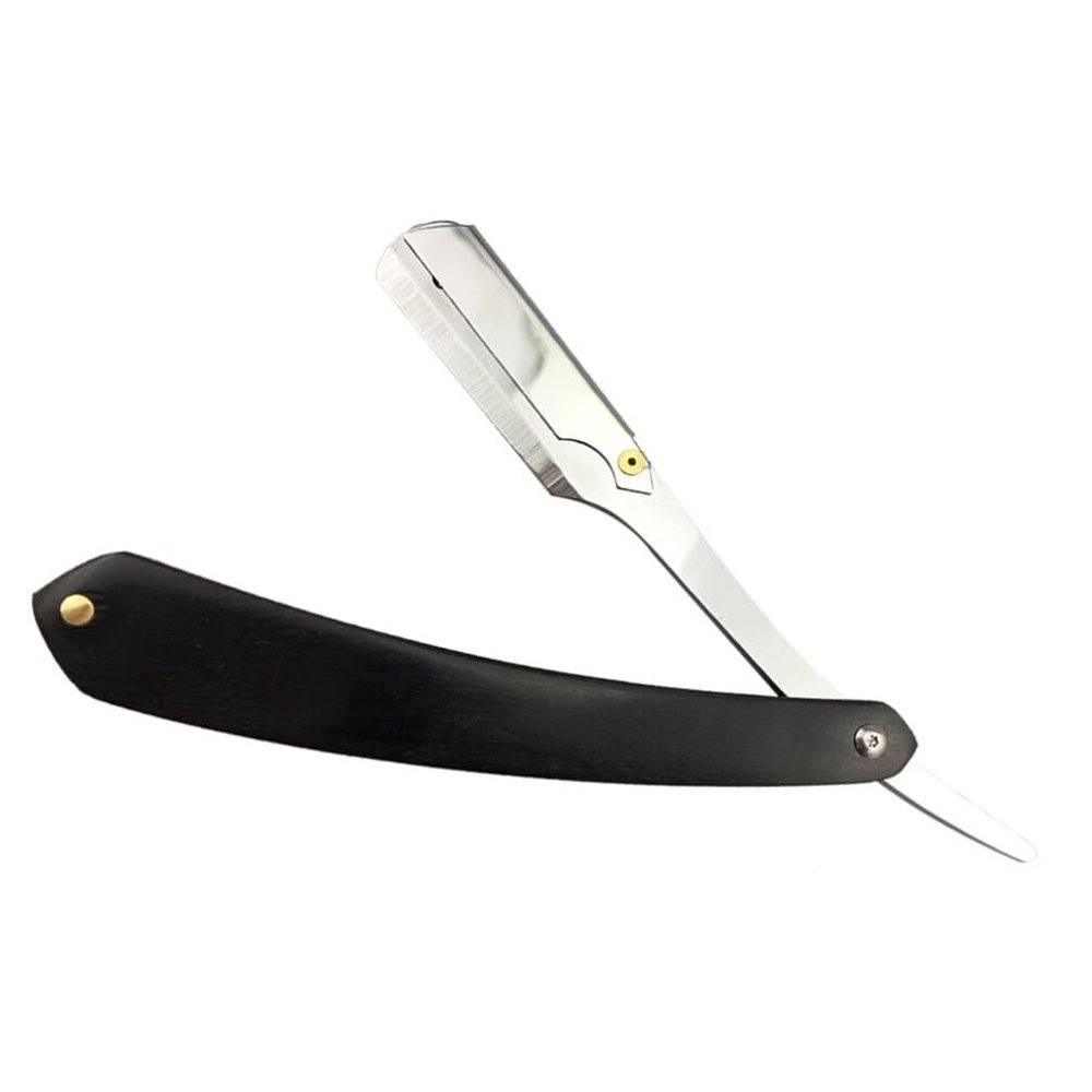 Beaupretty Black Wooden Handle Metal Shaving for Men Chic Straight Barber for Beard Sideburns Hair Portable Easy to Use for Barber Shops