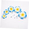 Beaupretty 15 Pcs 9cm Hawaiian Plumeria Hair Clip Bridal Barrette for Tropical Beach Party Wedding Event Decoration White Purple Blue view 4