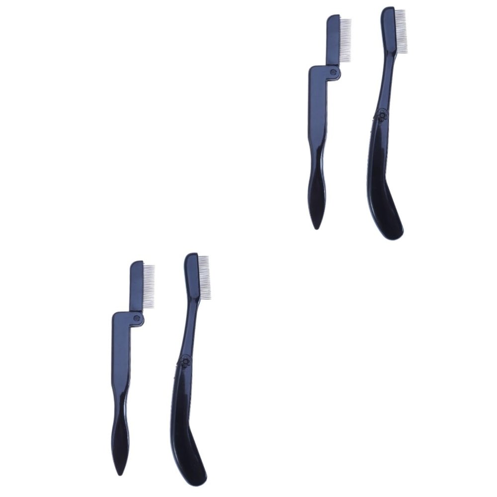 Beaupretty 4pcs Essential Makeup Tool Eyebrow Brush and Fine Tooth Comb Plastic Handle Eyebrows Stencil Included