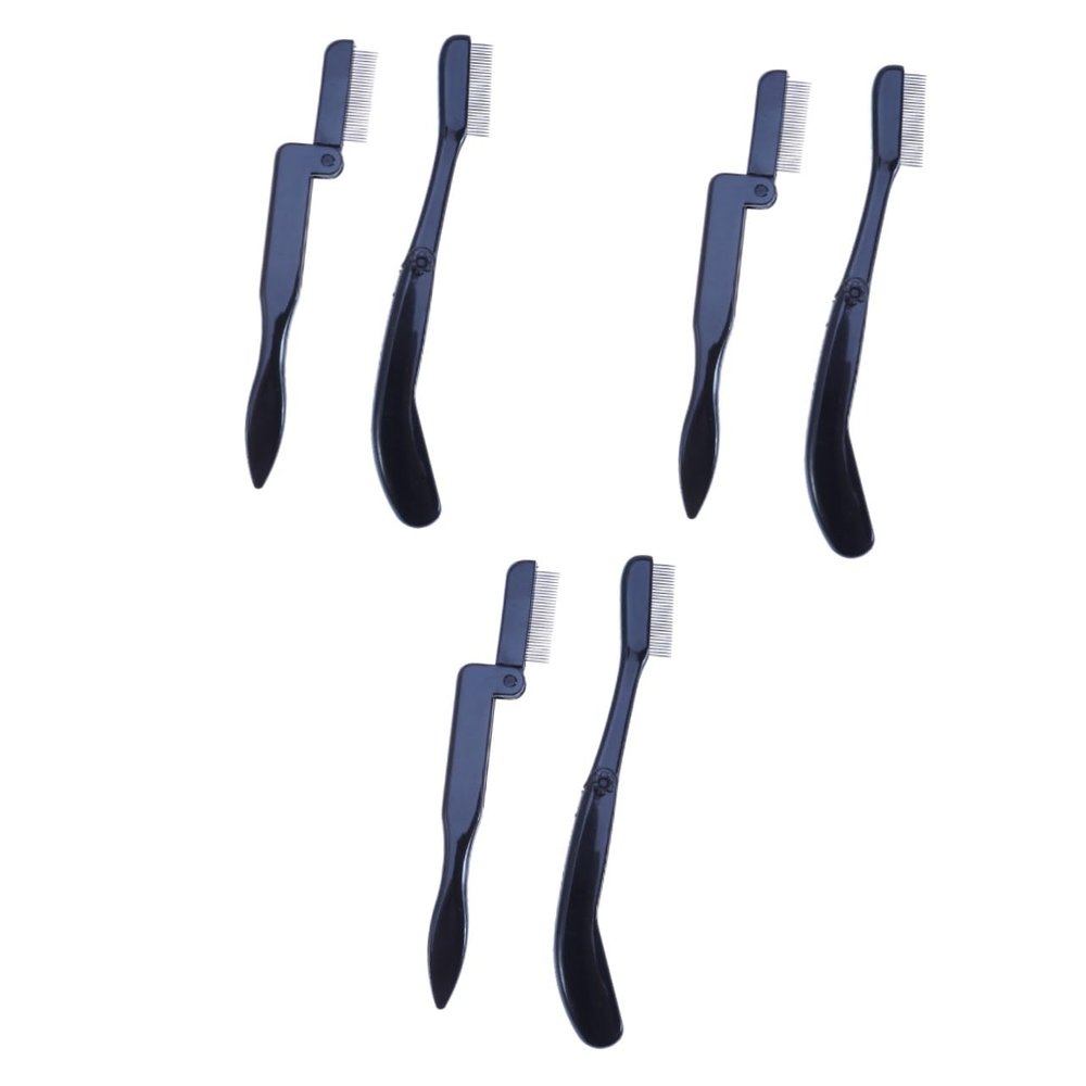 Beaupretty 6pcs Stainless Steel Eyebrow Comb Fine Teeth Plastic Handle Folding Makeup Grooming