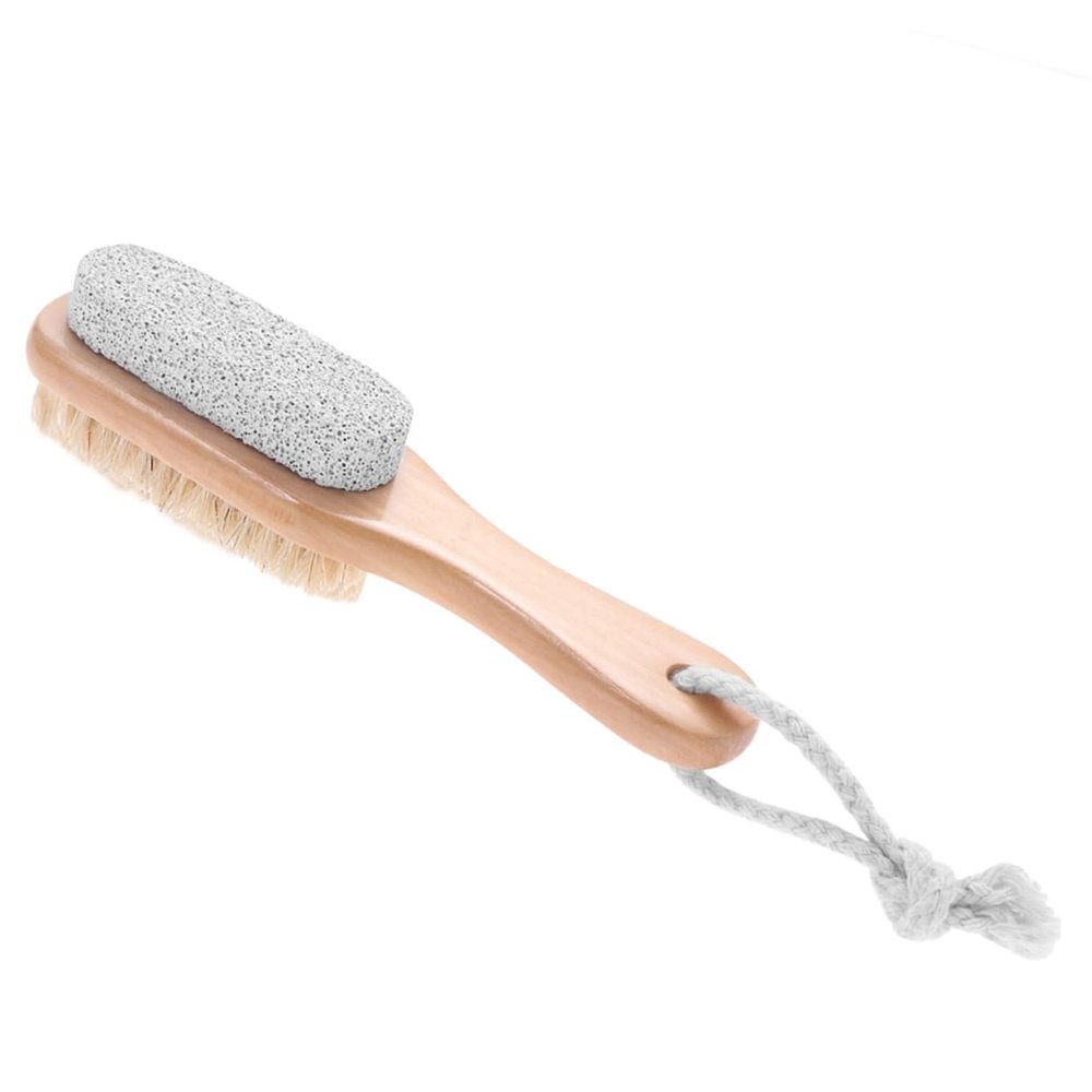 Beaupretty 2pcs Double-Sided Callus Remover with Pumice Stone and Bristle Eco-Friendly Wooden Foot File for Exfoliating Hard Skin Pedicure Tool for Smooth Feet