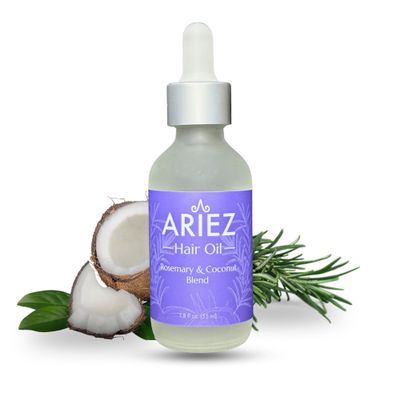 Ariez Coconut & Rosemary Oil Hair Growth Serum - Promotes Thicker and Fuller Looking Hair - For Dry & Damaged Hair - Anti Frizz- Stimulate Follicles, Promote Regrowth - Cruelty Free - 55ml