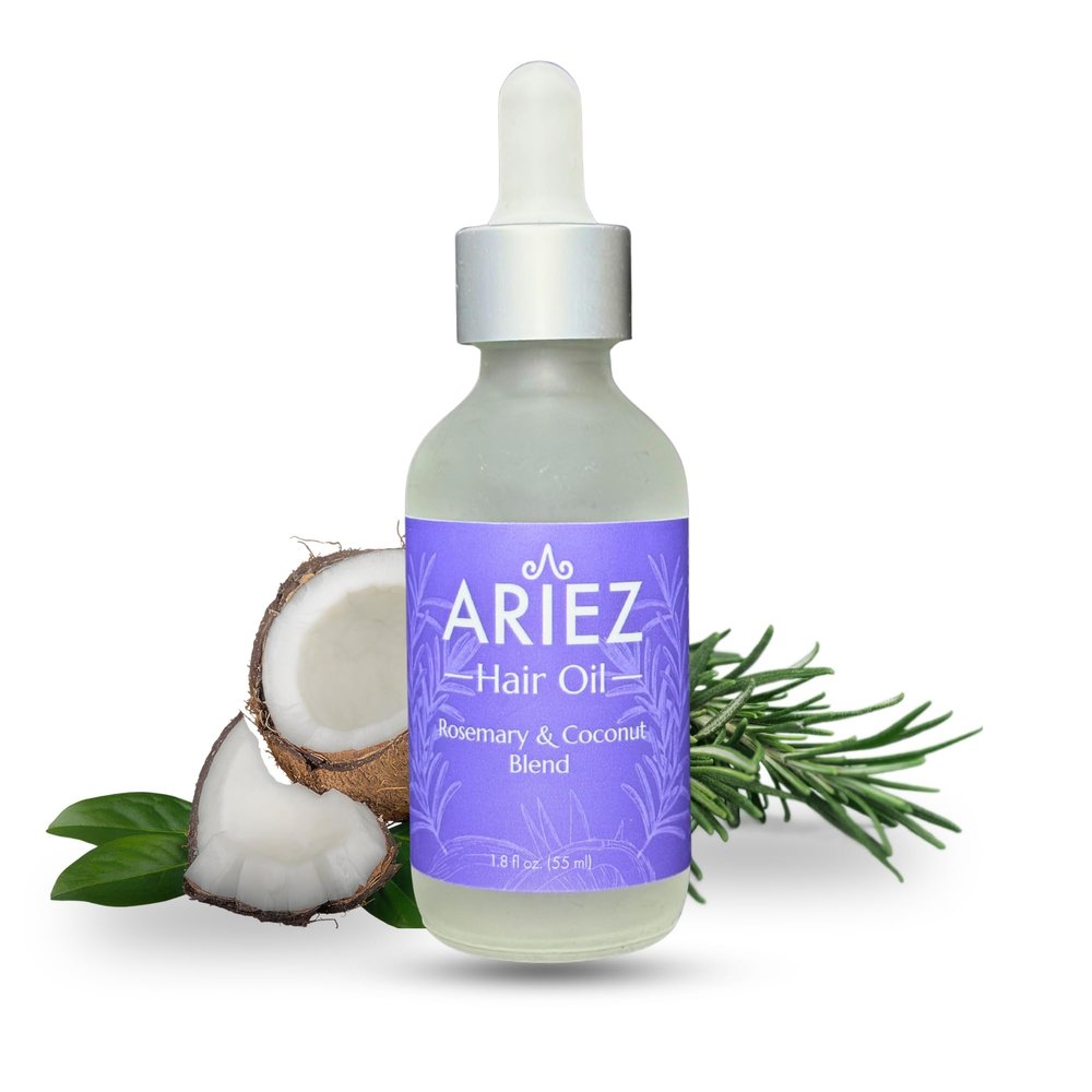 Ariez Coconut & Rosemary Oil Hair Growth Serum - Promotes Thicker and Fuller Looking Hair - For Dry & Damaged Hair - Anti Frizz- Stimulate Follicles, Promote Regrowth - Cruelty Free - 55ml