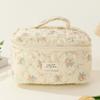 Juoxeepy Quilted Makeup Bag - Floral Cotton Cosmetic Pouch view 2