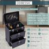 DDBESSIC Rolling Makeup Case Makeup Train Case, 3-Tier Cosmetic Nail Polish Organizer Trolley Case Portable Artists Art Salon Barber Trunk Case on Wheels Jewelry Travel Cart view 3