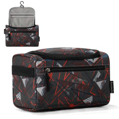 Choco Mocha Kids Toiletry Bag for Boys, Travel Hanging Waterproof Cute Toiletry Bag for Kids Christmas Gifts, Black Red