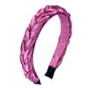 1Pc Fashion Solid Headbands for Women Girls 1Inch Wide Braided Satin Silk Hot Pink Headband Plaited Criss Cross Hairband Hairhoop Non Slip view 1