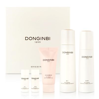 Donginbi Red Ginseng Moisturizing & Firming Skin Care Set - Hydrating Toner for Dry Skin (5.07 floz), Korean Red Ginseng Essence (4.39 floz), Firming Cream, Korean Skin Care Gifts for Women