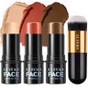 Lezero 3Pcs Contour Stick Makeup Kit, Shades with Highlighter, Blush and Bronzer Stick for Sculpt the Face and All Skin Type, Long Lasting, Smooth, Dewy & Matte Finish, MEDIUM view 1