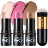Lezero 3Pcs Contour Stick Makeup Kit, Shades with Highlighter, Blush and Bronzer Stick for Sculpt the Face and All Skin Type, Long Lasting, Smooth, Dewy & Matte Finish, #1 LIGHT FAIR view 1