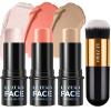 Lezero 3Pcs Contour Stick Makeup Kit, Shades with Highlighter, Blush and Bronzer Stick for Sculpt the Face and All Skin Type, Long Lasting, Smooth, Dewy & Matte Finish, #1 FAIR view 1