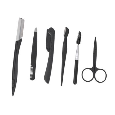 Beaupretty 6pcs Stainless Steel Eyebrow Trimmer Set Grooming Tools Portable Eyebrow Razor Kit Comb Brush