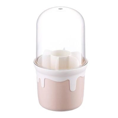 AYKHDS Rotating Makeup Organizer, Clear Makeup Holder with Lid, 360-degree Rotating Desktop Stationary Display Holder, Cosmetics Makeup Brush Organizer Storage (Pink)