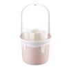 AYKHDS Rotating Makeup Organizer, Clear Makeup Holder with Lid, 360-degree Rotating Desktop Stationary Display Holder, Cosmetics Makeup Brush Organizer Storage (Pink) view 1