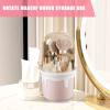 AYKHDS Rotating Makeup Organizer, Clear Makeup Holder with Lid, 360-degree Rotating Desktop Stationary Display Holder, Cosmetics Makeup Brush Organizer Storage (Pink) view 3