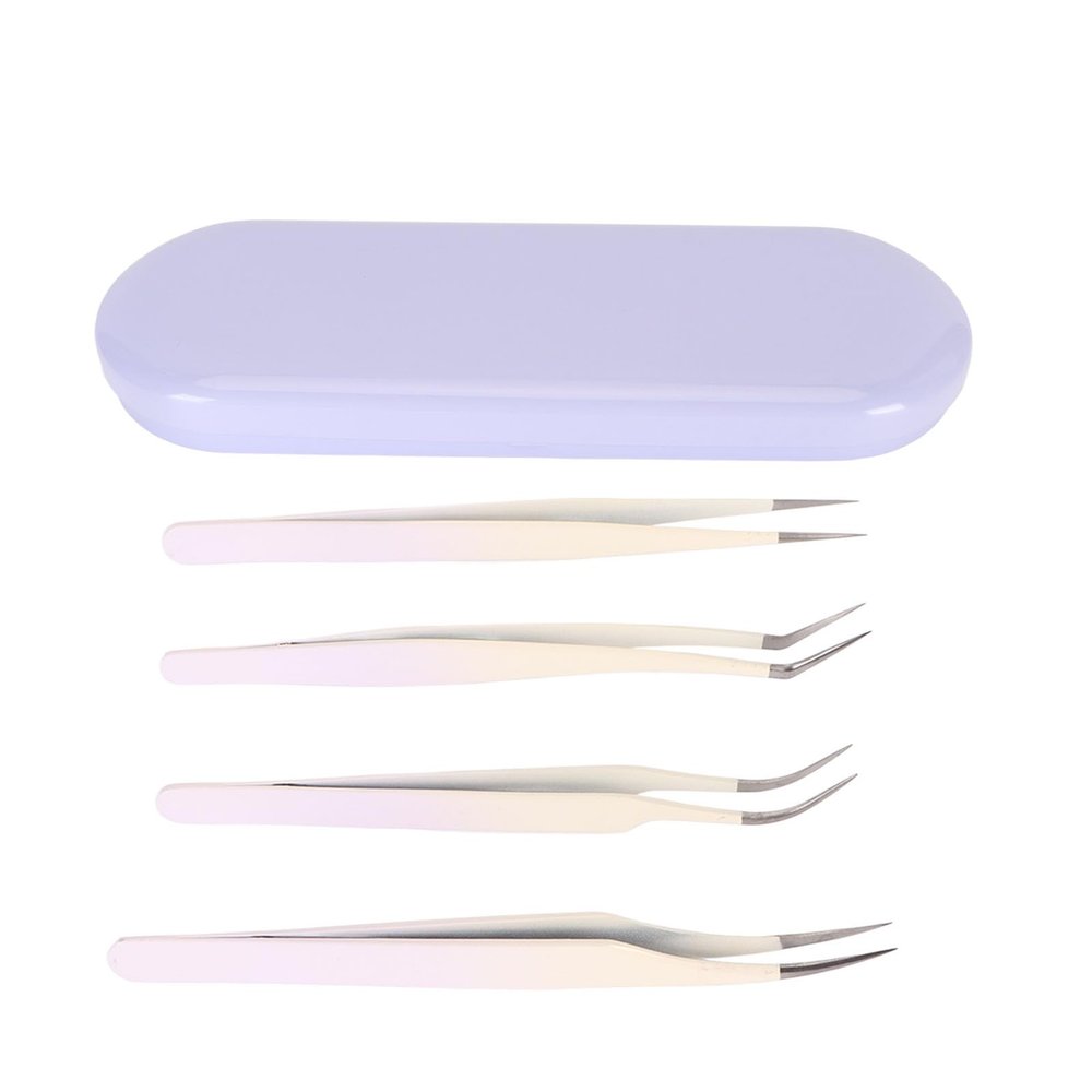 6 Pcs Eyelash Applicator Tool Set, Stainless Steel Lash Tweezers, False Eyelash Scissors, Lash Cluster Tweezer, Eyebrow Curler, Lash Brush with Box, for Eyelash Extensions, Nail