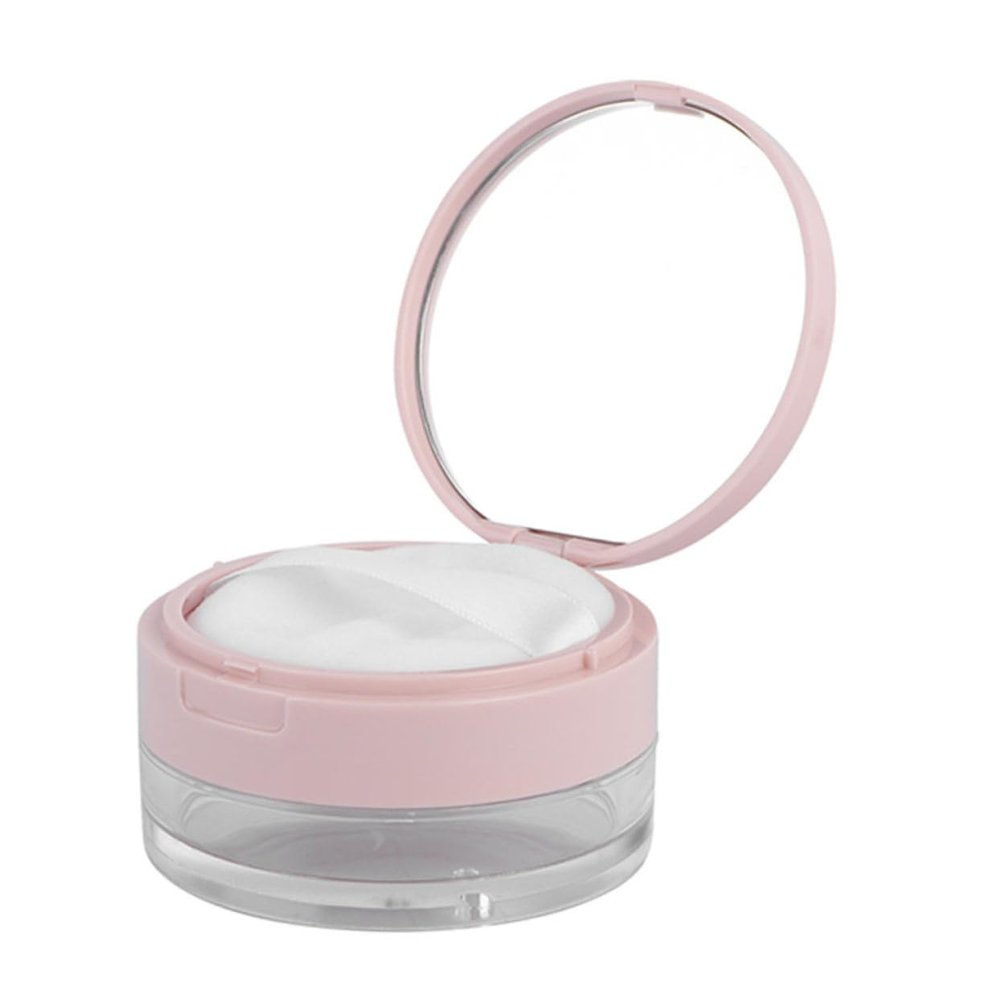 Beatifufu 1set Portable Makeup Case with Puff Empty Loose Container for Cosmetics Easy to Refill and Store Convenient Travel Reusable Design