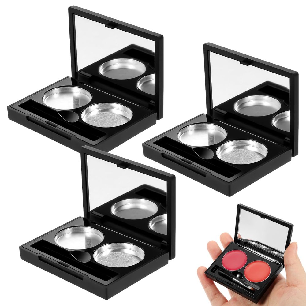 balacoo 2 Pan Empty Eyeshadow Cases Compact Makeup Palette Container for Travel Diy Cosmetic Storage 2.44X1.81X0.39 Inches Lightweight Durable