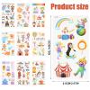 20 Sheets 10 Styles Circus Temporary Tattoos for Kids, Carnival Tattoos Temporary Clown Elephant Balloon Seal Bear Horse Circus Stickers Cartoon Tattoos Carnival Stickers for Party view 2