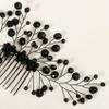 AUNEAL Hair Accessories for Women Bride Wedding Hair Comb Black Crystal Side Comb Bridal Leaf Headpiece Bridesmaid view 4