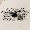 AUNEAL Hair Accessories for Women Bride Wedding Hair Comb Black Crystal Side Comb Bridal Leaf Headpiece Bridesmaid view 1