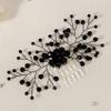 AUNEAL Hair Accessories for Women Bride Wedding Hair Comb Black Crystal Side Comb Bridal Leaf Headpiece Bridesmaid view 2