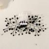 AUNEAL Hair Accessories for Women Bride Wedding Hair Comb Black Crystal Side Comb Bridal Leaf Headpiece Bridesmaid view 3