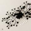 AUNEAL Hair Accessories for Women Bride Wedding Hair Comb Black Crystal Side Comb Bridal Leaf Headpiece Bridesmaid view 4