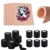 3MM Tattoo Fake Skin Grip Tape Wrap - Tattoo Skin Practice Kit 4Pcs 7.4" x 5.6" Silicone Tattoo Practice Skins and 12Pcs Tattoo Machine Wrap Tattoo Supplies and Equipment view 1