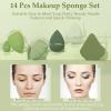 14 Pcs Makeup Sponge Set, Beauty Sponges Blender with 4 Pcs Powder Puff and 4 Pcs Mini Make up Sponges St. Patrick's Day Gift for Liquid,Foundation,Powder,Concealer,Cream (Green) view 2