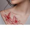 2 Butterfly Tattoo Stickers Temporary Tattoos Fake Tattoo On Thigh Waterproof For Women Long-Lasting Flower Arm Semi-Permanent Clavicle Red Sexy view 1