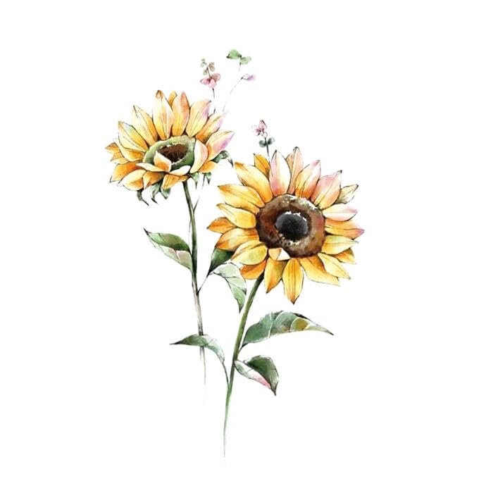 2 Pieces Of Sunflower Tattoo Stickers Temporary Tattoos Fake Tattoo, Waterproof, Long-Lasting, Fresh For Women'S Arms