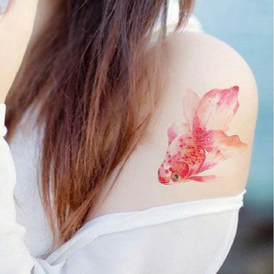 Tattoo Stickers Temporary Tattoos Fake Tattoo Waterproof Personalized Female Sexy Long-Lasting Cute Arm Goldfish Color