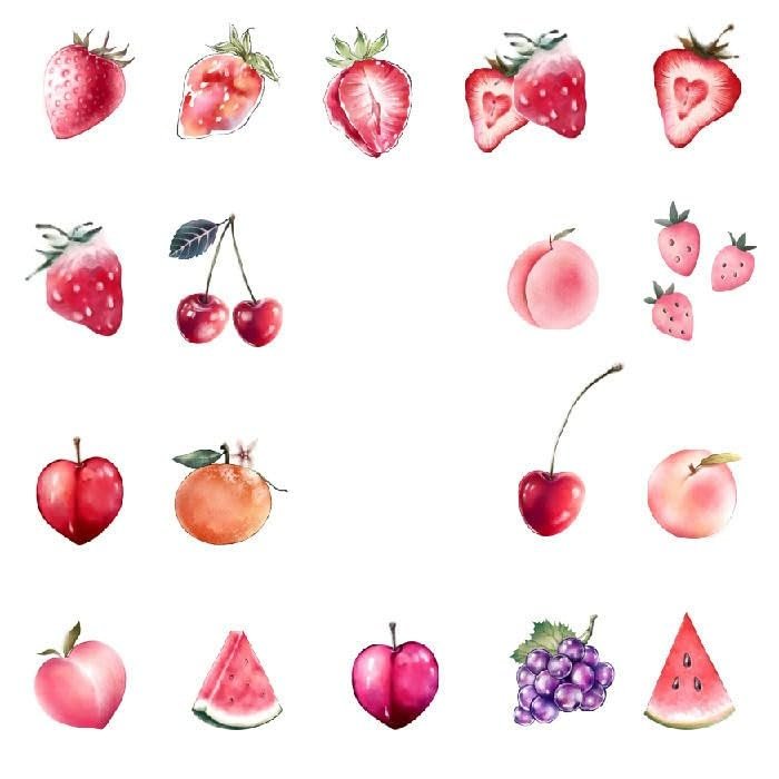18 Small Pictures Strawberry Fruit Tattoo Stickers Temporary Tattoos Fake Tattoo Peach Cherry Girl Waterproof Long-Lasting Sweet Stickers