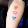 2 Tattoo Stickers Temporary Tattoos Fake Tattoo, Hand-Painted Colorful Hearts, Cute And Fresh view 1