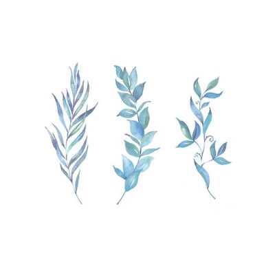 2 Pieces Of Tattoo Stickers Temporary Tattoos Fake Tattoo, Leaves, Water Plants, Girls' Ankles, Clavicle, Fresh And Cute, Waterproof