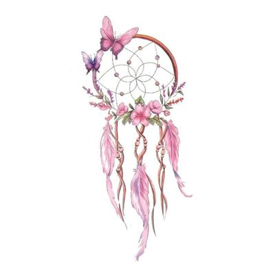 2 Pieces Of Colorful Butterfly Dream Catcher Waterproof Female Tattoo Stickers Temporary Tattoos Fake Tattoo Small Fresh Wrist Ankle Back