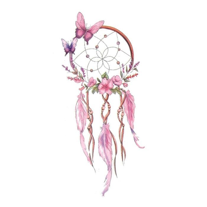 2 Pieces Of Colorful Butterfly Dream Catcher Waterproof Female Tattoo Stickers Temporary Tattoos Fake Tattoo Small Fresh Wrist Ankle Back