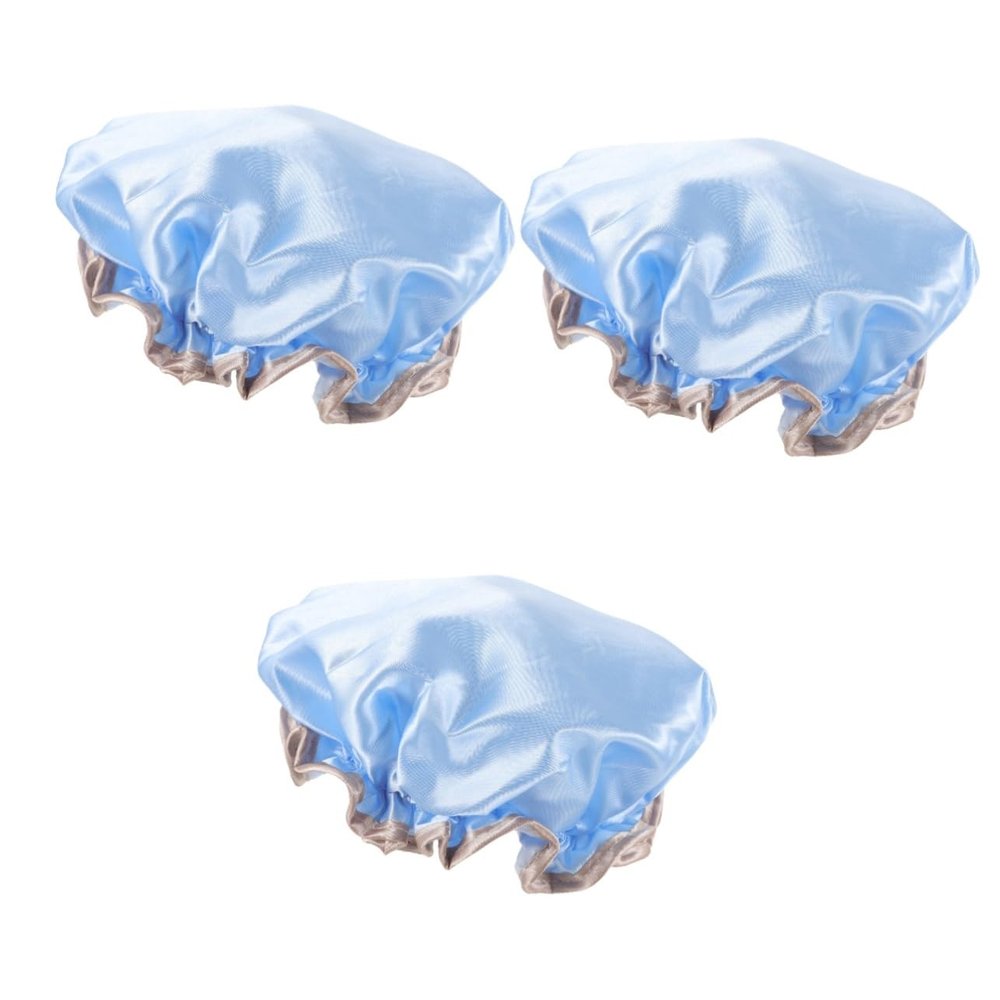 FRCOLOR 3pcs Bath Cap for Women Reusable Shower Hat Thickened Double Design for Hair for Spa Cooking and Makeup