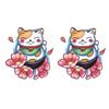 2 Cute Lucky Cat Tattoo Stickers Temporary Tattoos Fake Tattoo, Wrist And Ankle Waterproof Tattoo Stickers Temporary Tattoo Fake Tattoos view 1