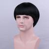 RightOn Short Black Bowl Cut Wig 80s Outfit For Men Synthetic Wigs Mushroom Hair for Party Halloween Hairnet Include view 2