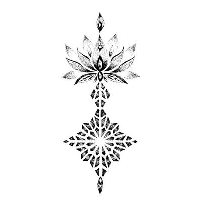 2 Pieces Of Ink Sanskrit Tattoo Stickers Temporary Tattoos Fake Tattoo Lotus Literary And Artistic Flower Arm For Men And Women, Long-Lasting, Waterproof And Fresh